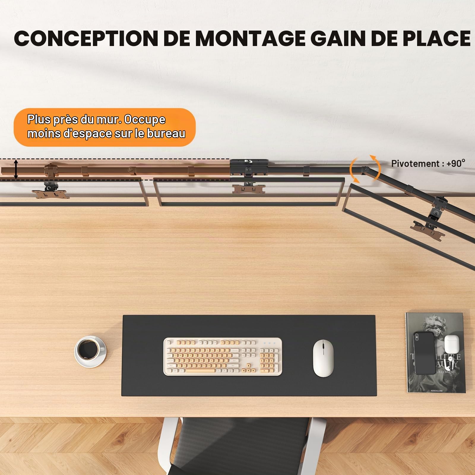 Support Mural Triple pour écrans de 17 à 32 Pouces