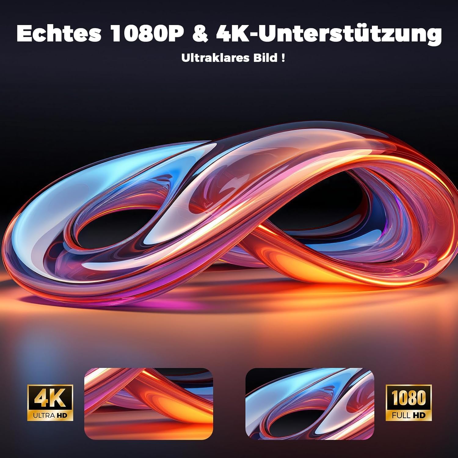 Beamer-4K [Kompatibel mit Netflix & Offizielle App] 2026 Neuer 1080PHD Mini-Smart Beamer-Heimkino mit eARC CEC, Autofokus Projektor WiFi6, Bluetooth, Dolby Audio Outdoor Projector