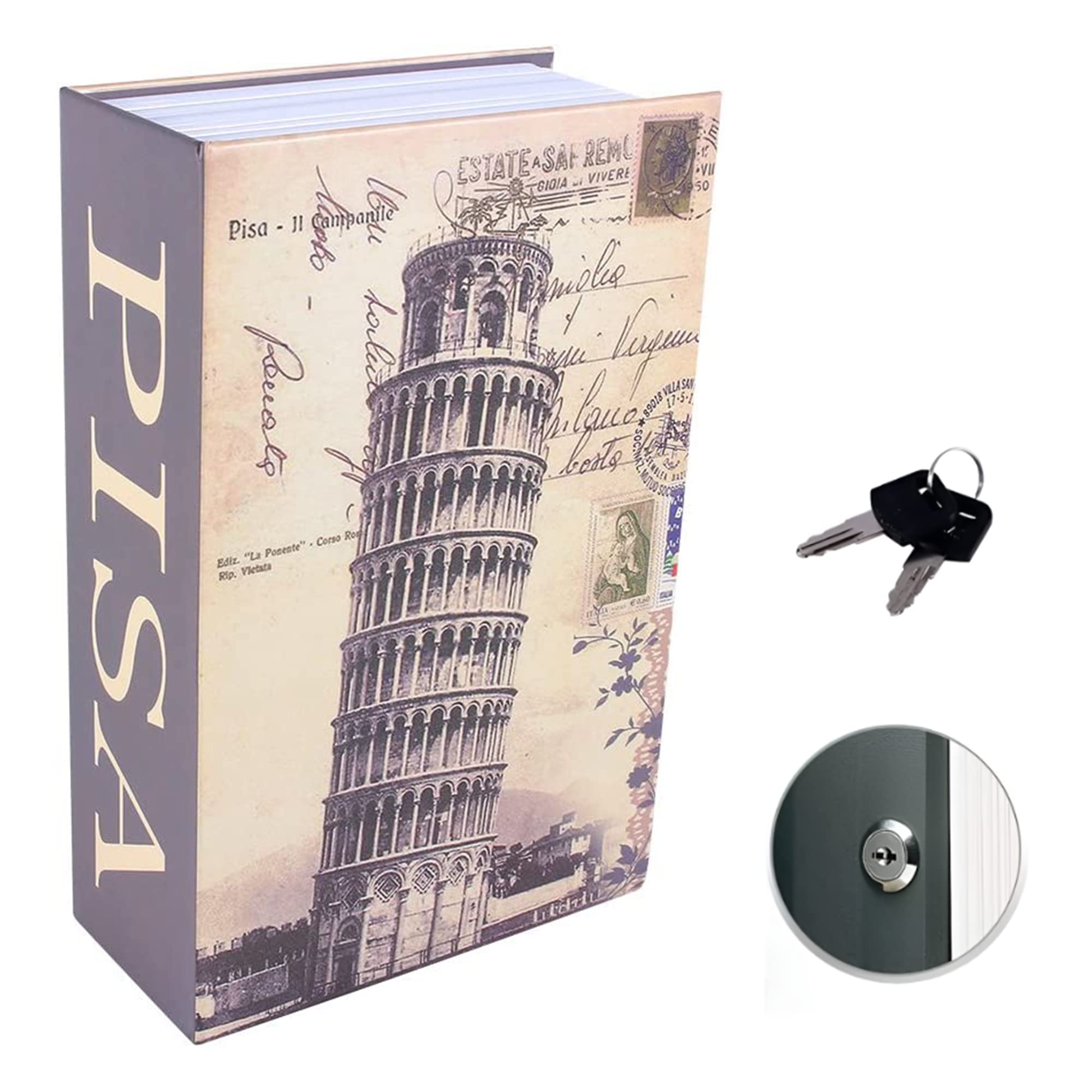 Diversion Book Safe with Key Lock - Hidden Secret Storage Box for Cash & Jewelry, Portable Home/Office/Travel Security Safe, Camouflaged Decorative Book Box