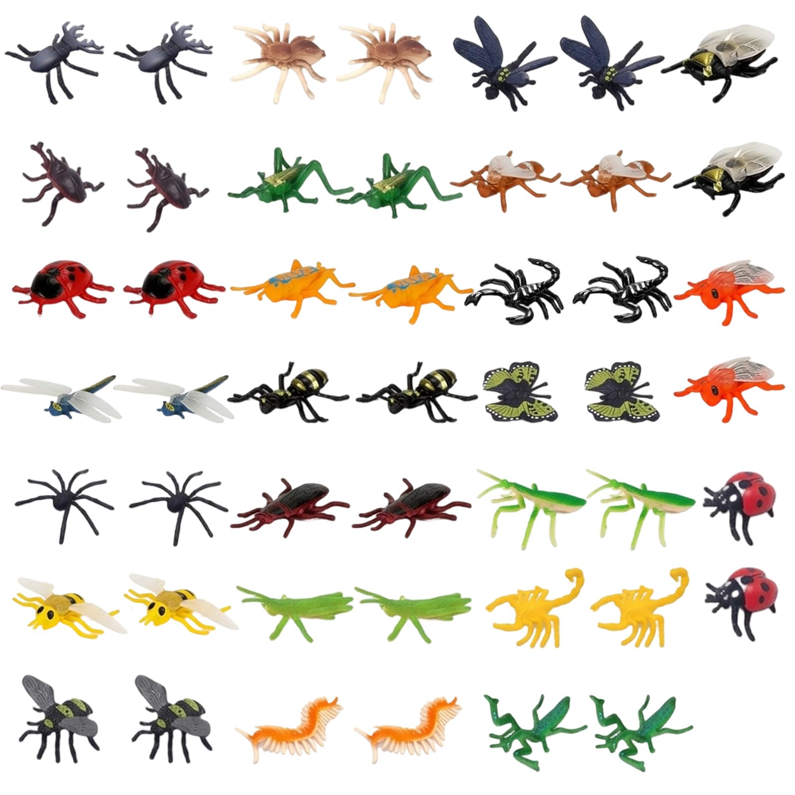 YFHUVB 48 Piece Bugs Set, Insects Collection for Nature Study, Realistic Mini Beasts Models, Detailed Plastic Bugs Figures, Educational Insect Toys for Entomology Enthusiasts
