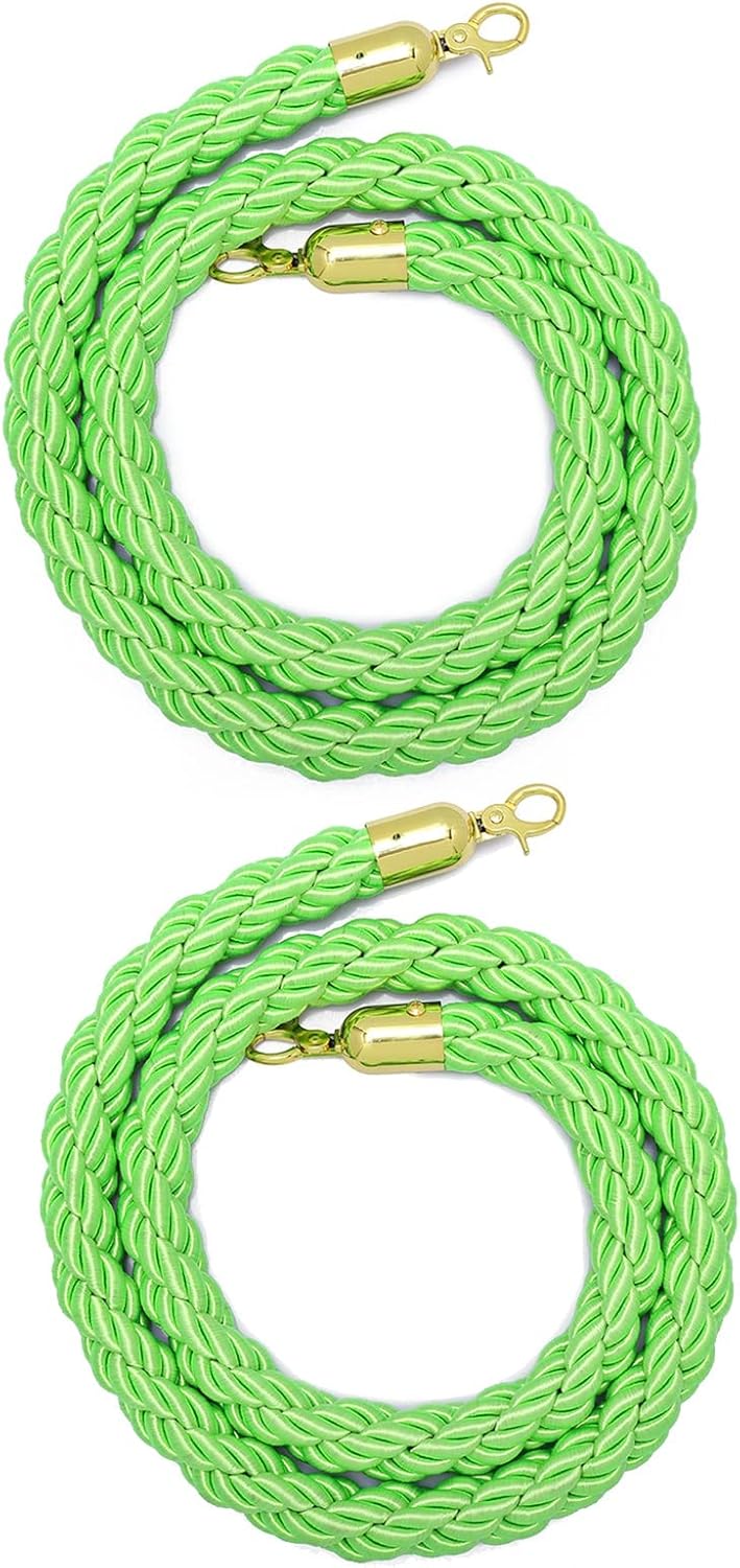Stanchion Rope Queue Line Barrier 5/6/7/8/9/10/13/16 Feet Restaurant Crowd Control Rope, 2 PCS Braided Hemp Rope with Polished Metal Clips, Stanchion Rope for Front Lobby (B 100cm/3.3ft)