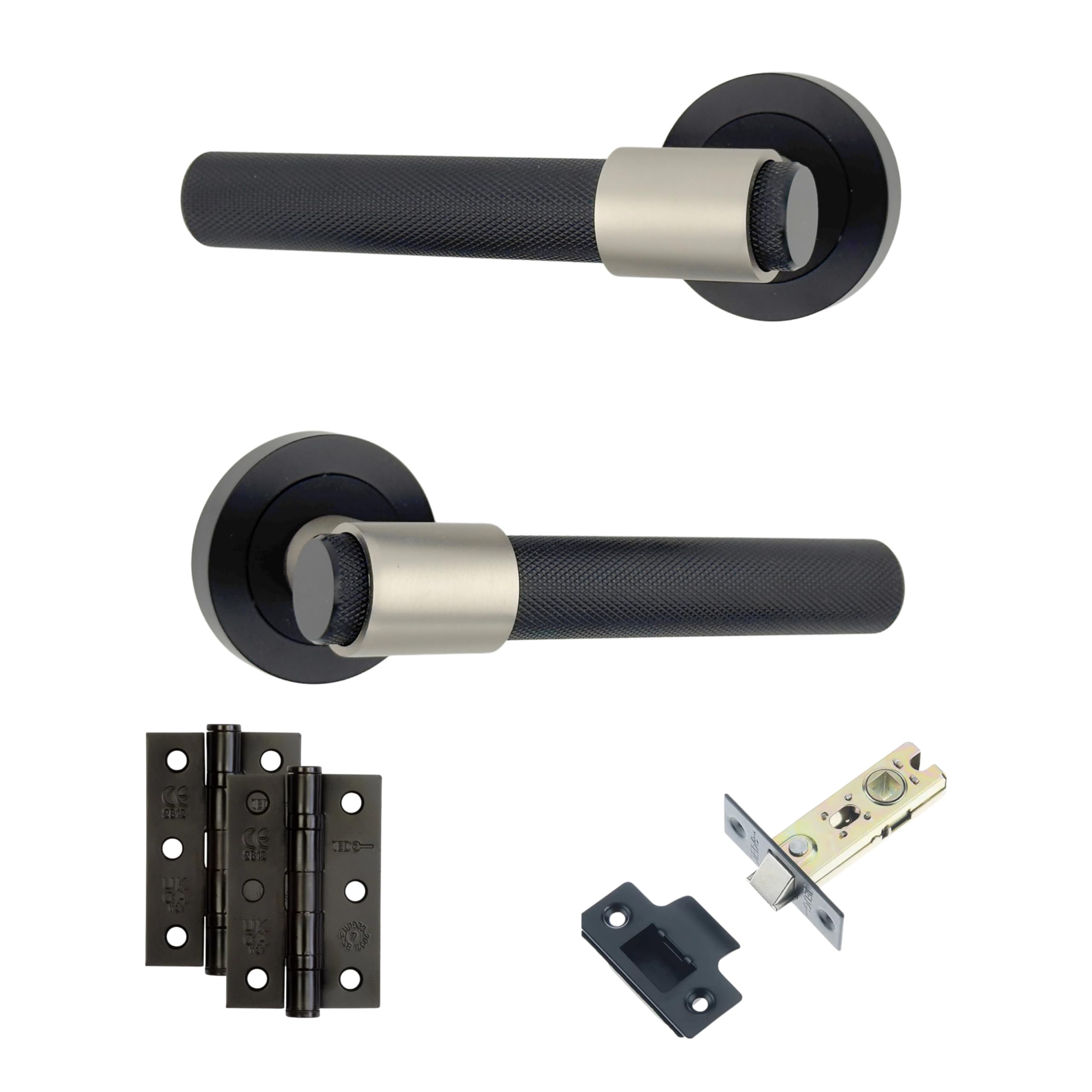 AXS Hardware Axs Dakota Knurled Door Handles On RoseDoor PackLatch DoorBlack from B&Q