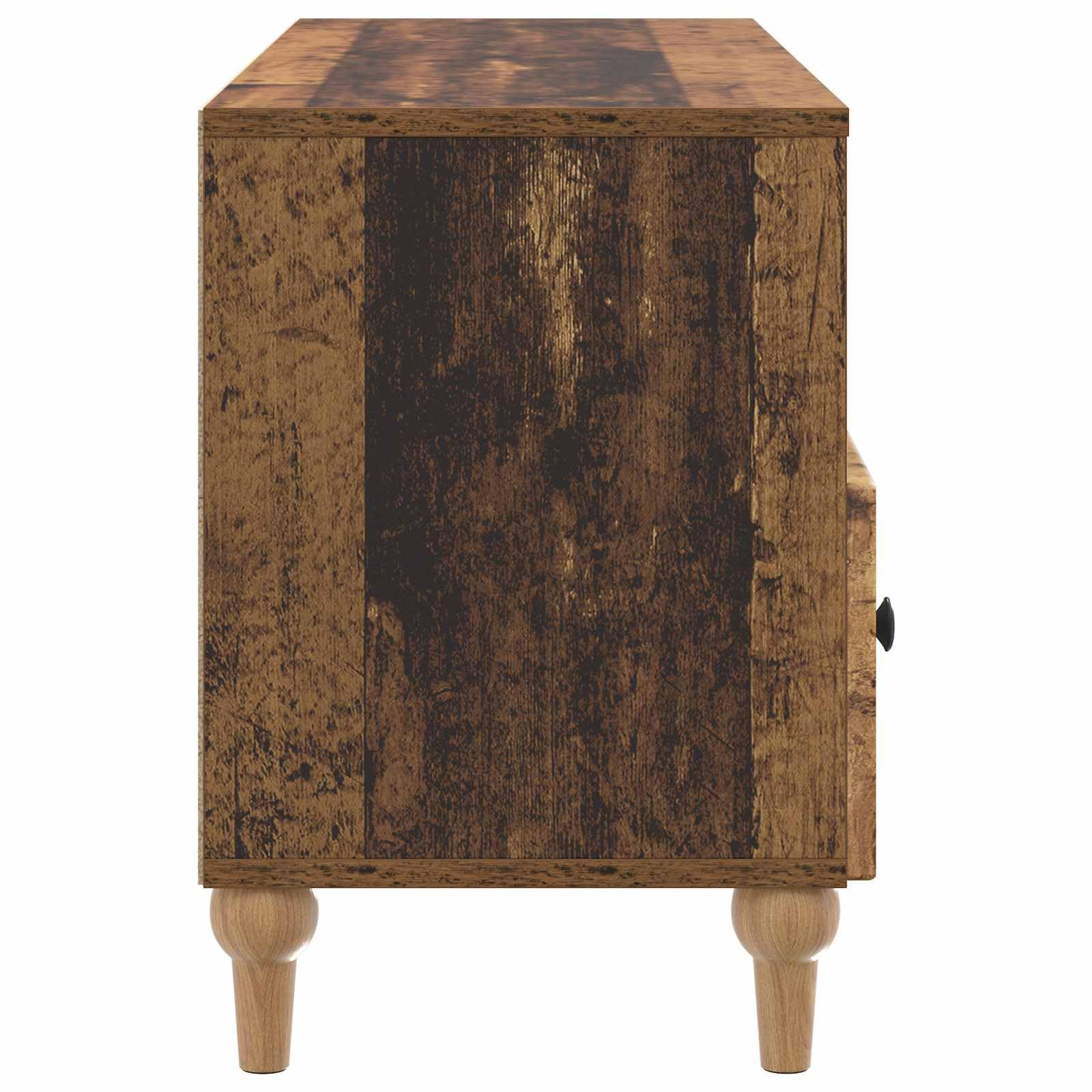 Meble telewizyjne stare drewno, 102 x 34,5 x 50 cm, materiał drewnopochodny z 3 szufladami i zarządzaniem kablami, do nowoczesnego salonu, konsoli medialnej, szafki, kredensu, kina domowego i