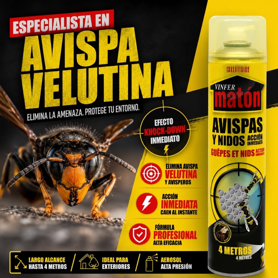 VINFERMATON Insecticide Guêpes et Frelons Extérieur Pack 2×600 ml | Anti-guêpes | Portée jusqu'à 4 m | Action Immédiate Professionnelle