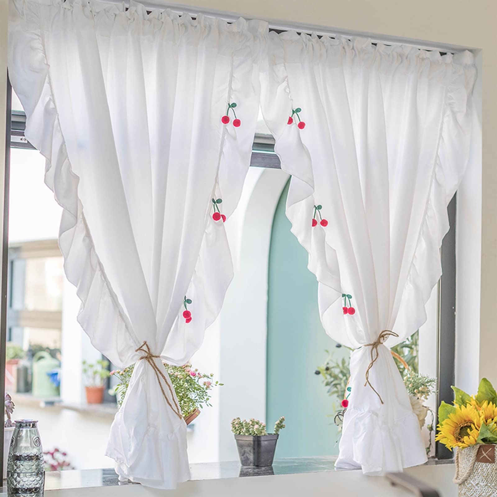 Rideaux transparents en dentelle faciles à accrocher pour salon sombre
