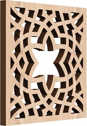 7 38 pulgadas de ancho x 7 38 pulgadas de alto x 38 pulgadas de alto, paneles de pared de madera con calado decorativo extra pequeño, roble rojo