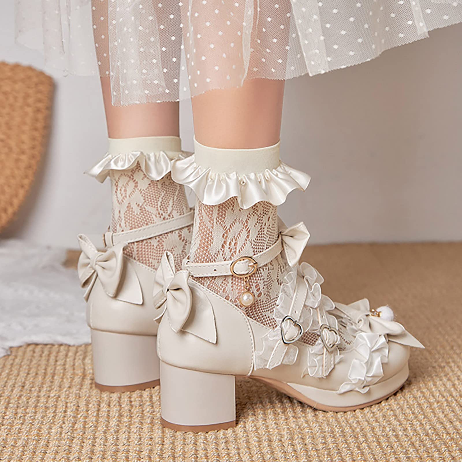 Zapatos de tacón para niña Mary Jane zapatos de tacón alto con flores correa al tobillo zapatos para niños punta redonda zapatos de boda cómodos zapatos de noche elegantes zapatos de vestir
