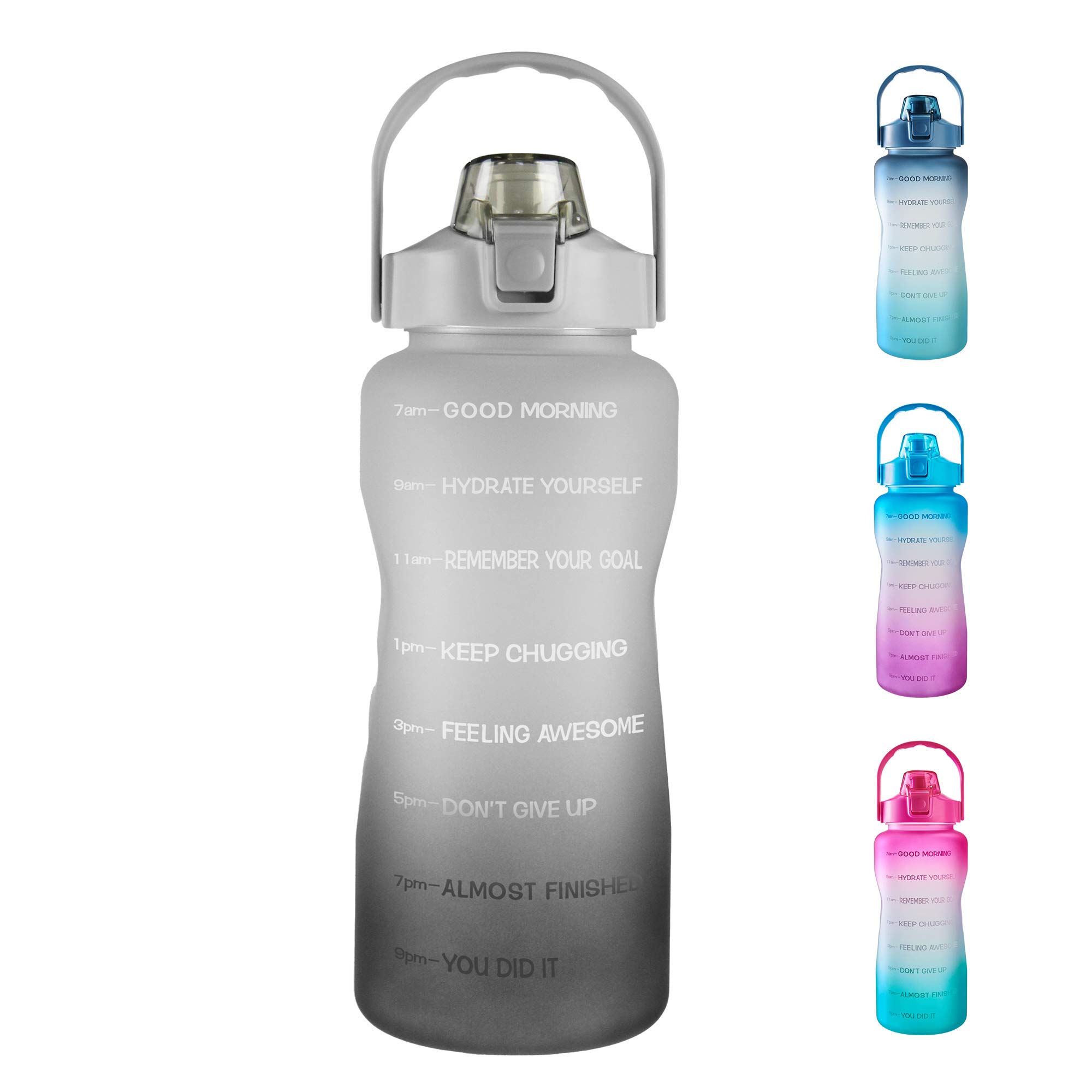 64oz Leakproof Free Drinking Water Bottle with Motivational Time Marker BPA Free for Fitness, Gym and Outdoor Sports