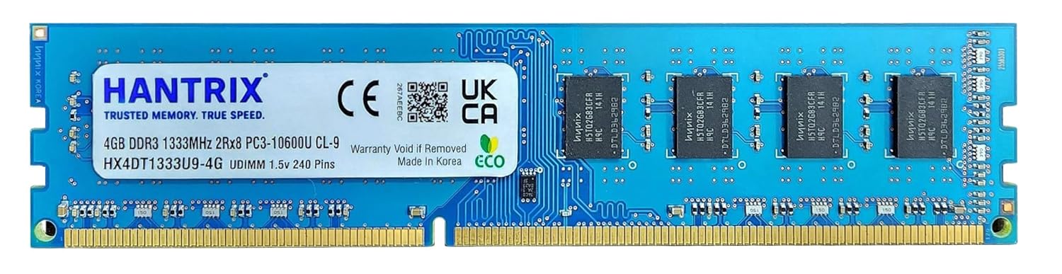 Ultra-Fast 4GB RAM DDR3 1333MHz for Desktop |1.5v 240-Pins PC3-10600 DIMM | DDR3 RAM 4GB Desktop | Compatible with Intel- AMD Motherboards (Warranty-3 Years)