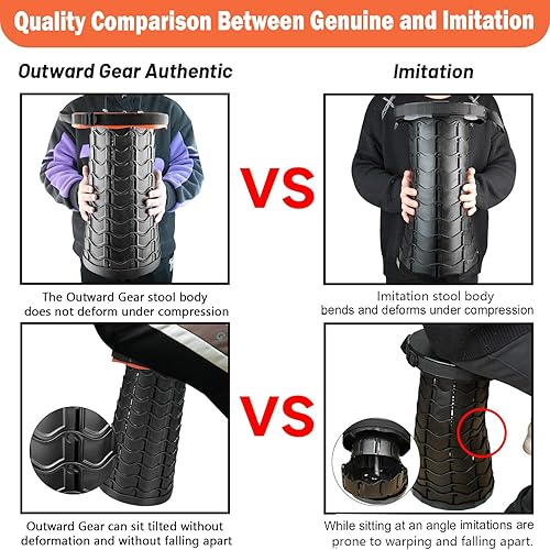 Miniatura 6 de Taburete plegable mejorado, resistente, capacidad de carga de 550 libras, silla plegable portátil para adultos, taburete de campamento, taburete