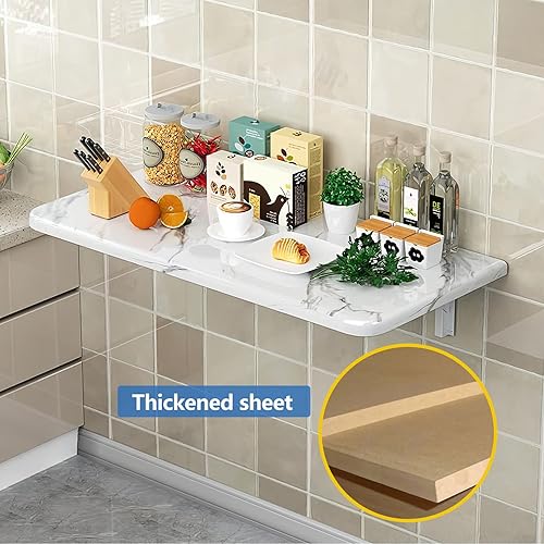 Miniatura 2 de Mesa de pared con hojas abatibles, escritorio de pared plegable, escritorio flotante plegable que ahorra espacio para estudio, dormitorio, bar en