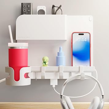 WallShelfie Bedside Wall Organizer & Dorm Decor for Dorm Room - 2.0, White