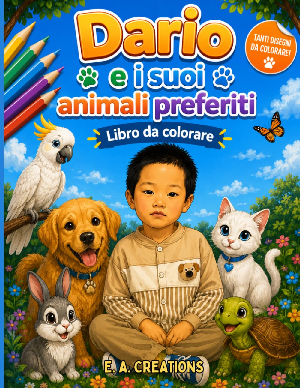 Dario e i suoi animali preferiti: Libro da colorare