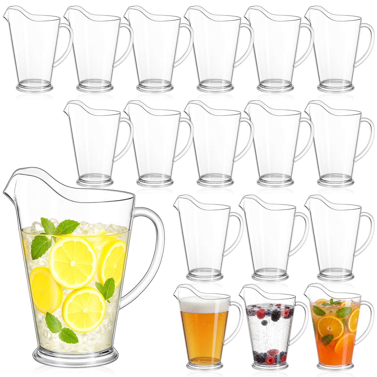 LemonRoad 18 Pcs 60oz Plastic Water Pitchers Clear for Party Restaurant