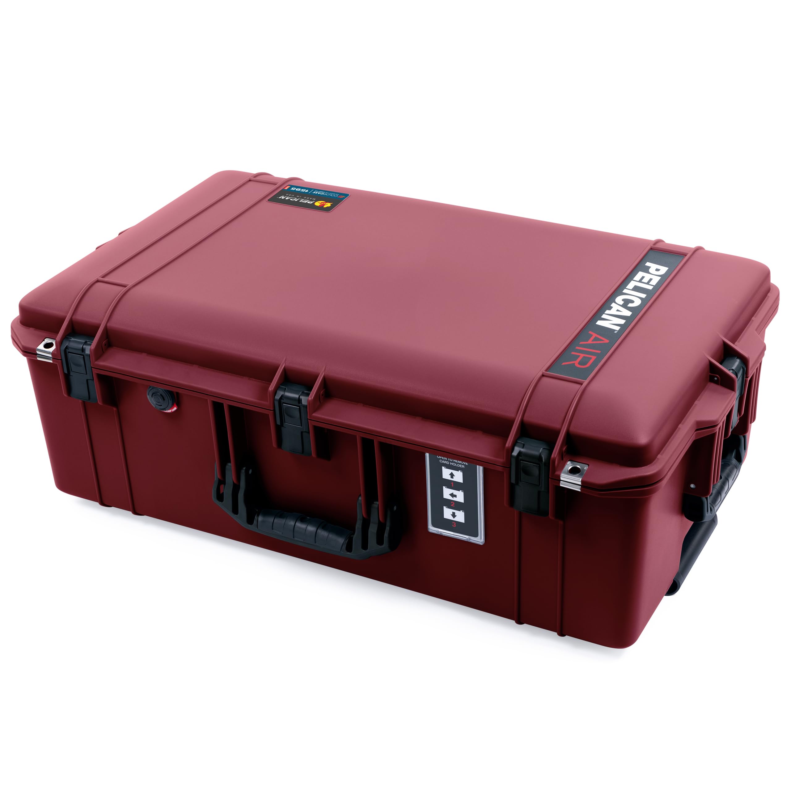 ColorCase Pelican 1595 Case OxBlood - Large Sized Waterproof Case with Combo Pouch Lid Organizer- Black Handles & Latches