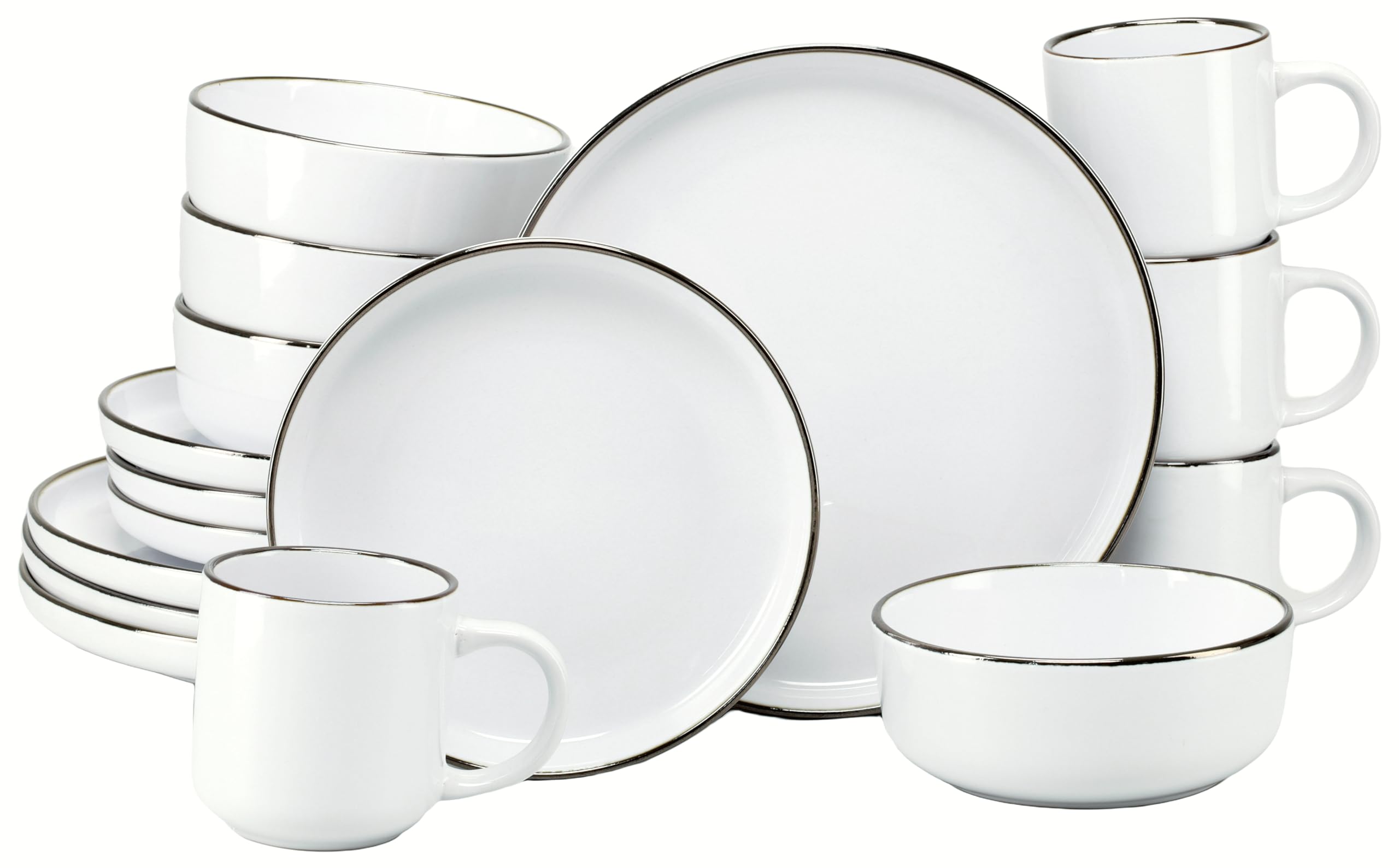Service de table 16 pièces en grès CreaTable Nordic Festive Weiss pour 4 personnes