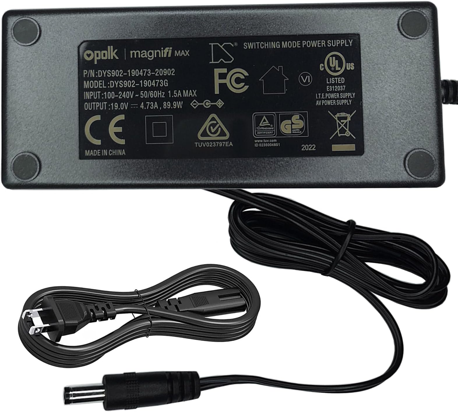 OEM Genuine 19V 4.73A UL AC/DC Adapter for Polk Audio MagniFi Max AM8214 AM8215 SoundBar Magni Fi Maximum-Performance Home Theater Sound Bar DYS DYS902-190473W 190473 DYS902-190473G Power Supply Cord