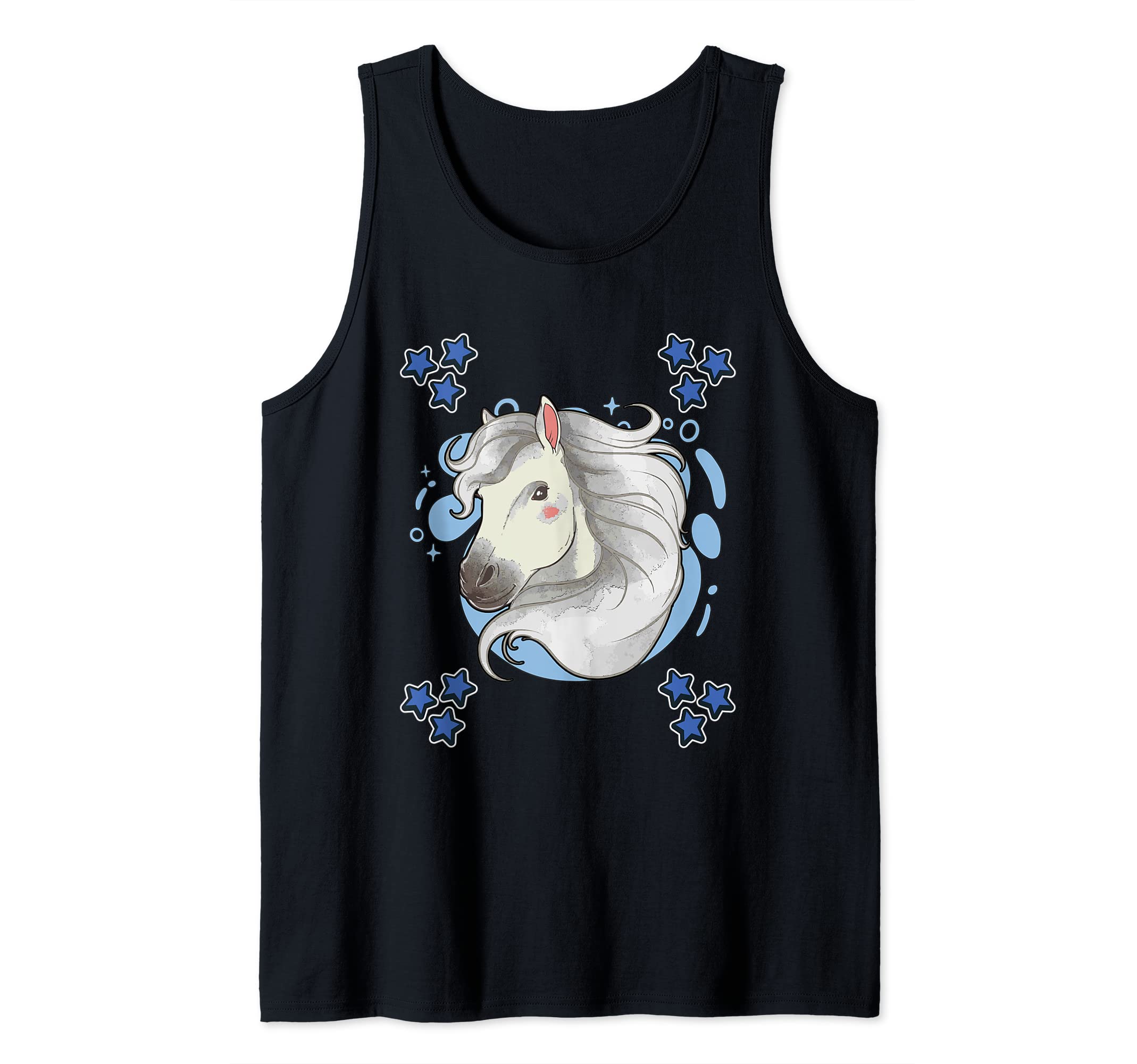 Mens Horse Art Drawing Stars Boys Horse Tank Top