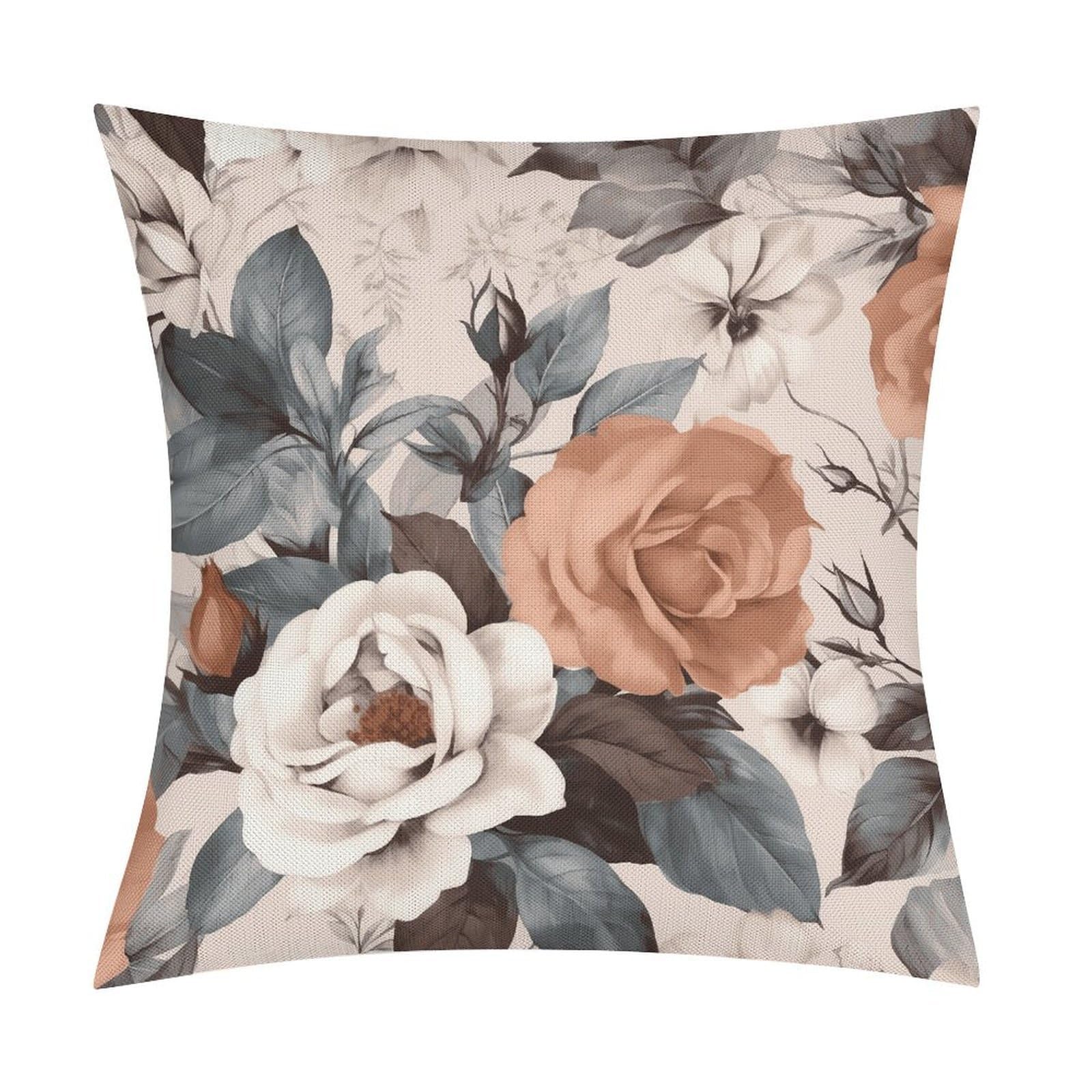 Fodpand Style Flowers Pillow Covers 18X18 Inch, Pillow Cases Boho Farmhouse, Throw Pillow Covers For Couch Sofa Bed Spring Home Decor