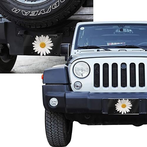 Miniatura 2 de White Daisy - Placa de matrícula frontal de aluminio decorativa de aluminio, divertida placa de metal para automóvil, 6 x 12 pulgadas, cubierta de