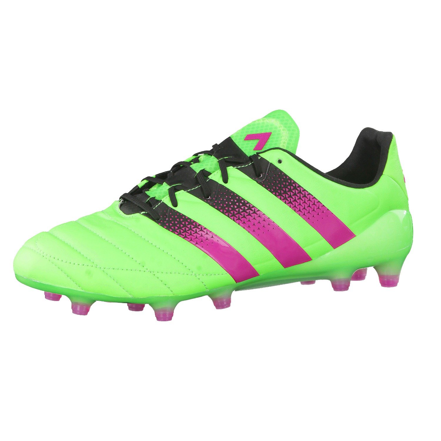 adidas Męskie buty do piłki nożnej Ace 16.1 Fg/Ag Leather, zielony - Zielony Solar Green Shock Pink Core Black - 45 1/3 EU