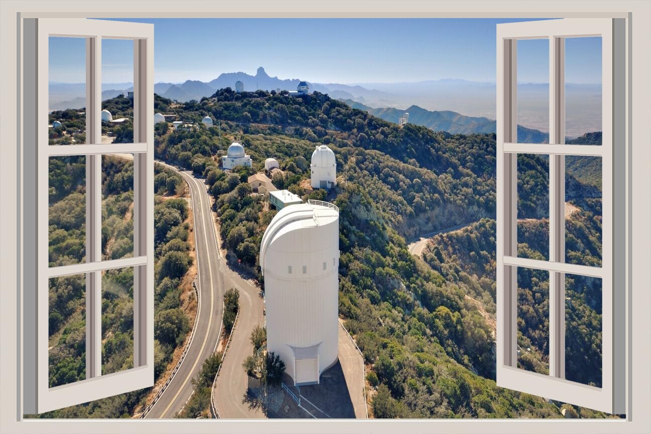 JVERF - JZZA24607 Mountains Roads USA San Diego Palomar Observatory| Self-Adhesive Open Window Wall Sticker