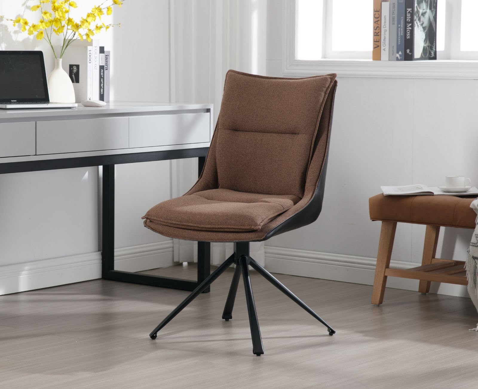 Linares chaise de bureau réglable et pivotante en PU blanc