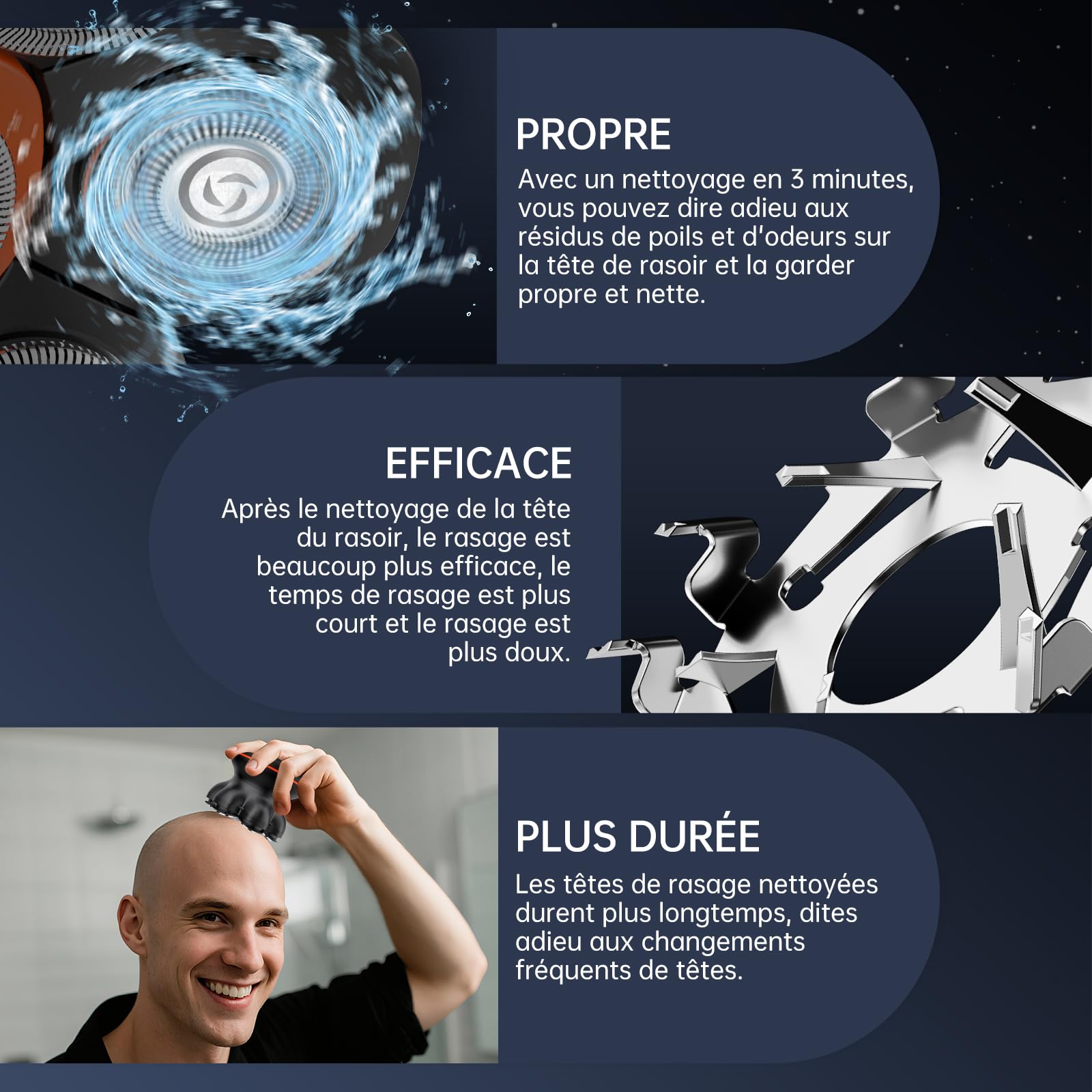 Maxgroom Centre du nettoyage pour Rasoir Tete Chauve Homme JK-1688