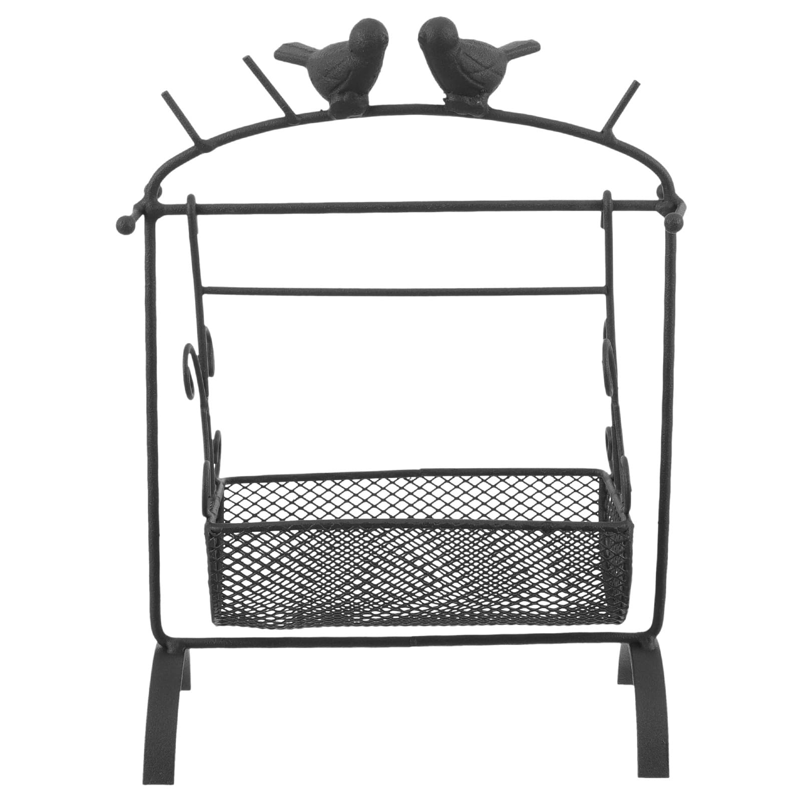Organisateur de bureau balancier design avec panier de rangement en fer noir stable