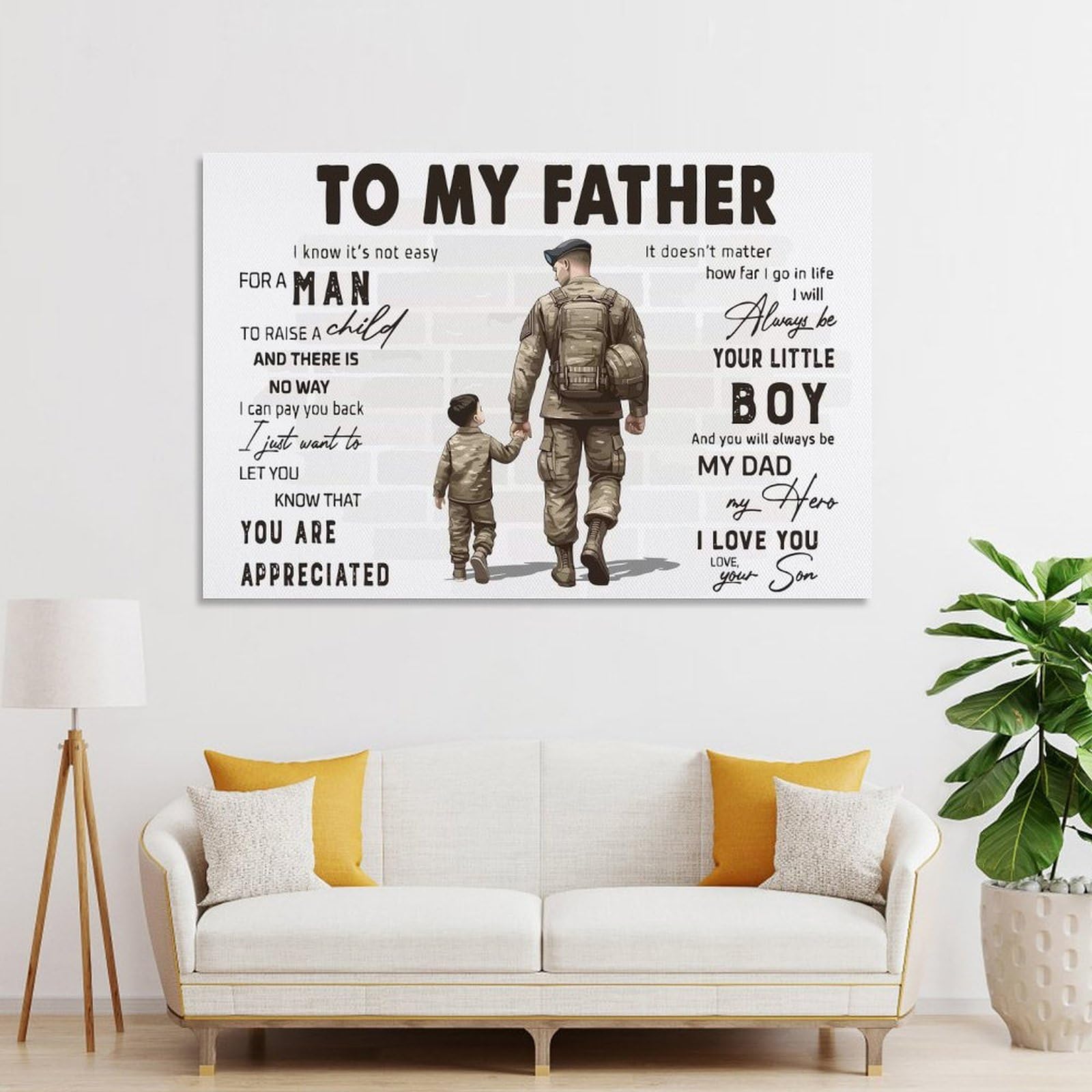 Junmoney Room Decor Wall Art To My Father Gift, 20x30inch(50x75cm), for Flats, Guest Rooms Or Compact Rooms, Wall Decor with Flexible Room Appeal