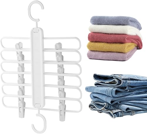 Miniatura 5 de Pants Hangers, Foldable Jeans Shorts Hangers with Clips, Space Saving Multiple Layers Folding Storage Trouser Rack Closet Organizers for Skirt,