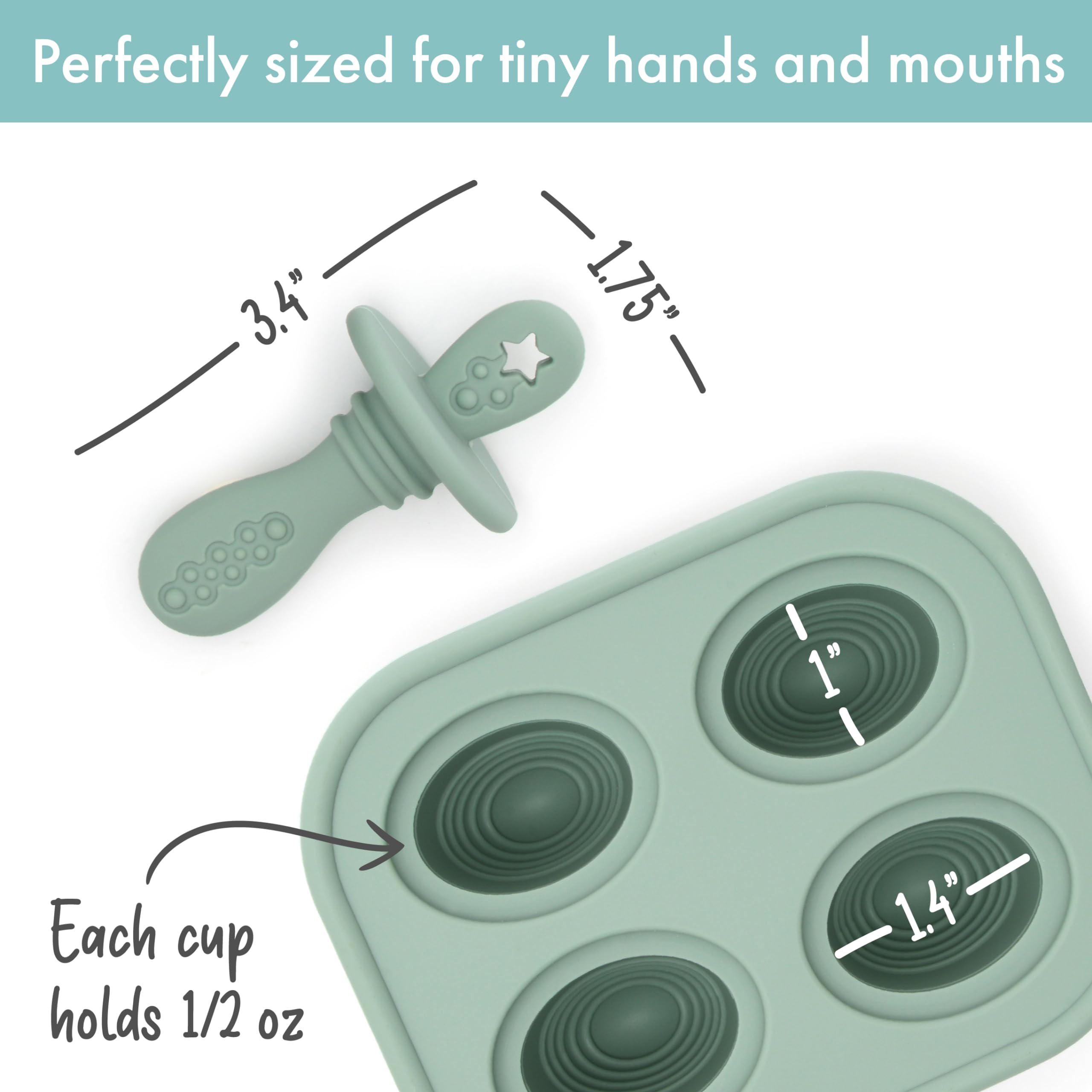 Silicone Petite Pops - Molde para paletas para bebé, sin BPA, apto para lavavajillas, más de 4 meses (palitos mordedores verde salvia) 6