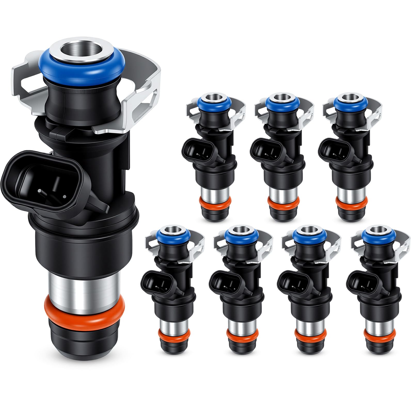 Photo 1 of 17113553 Fuel Injectors Set of 8 Compatible with Chevy Silverado 1500 Express Suburban Tahoe Replacement for GMC Sierra Savana for Cadillac Escalade, Replace OE 17114502 17113698 FJ10062