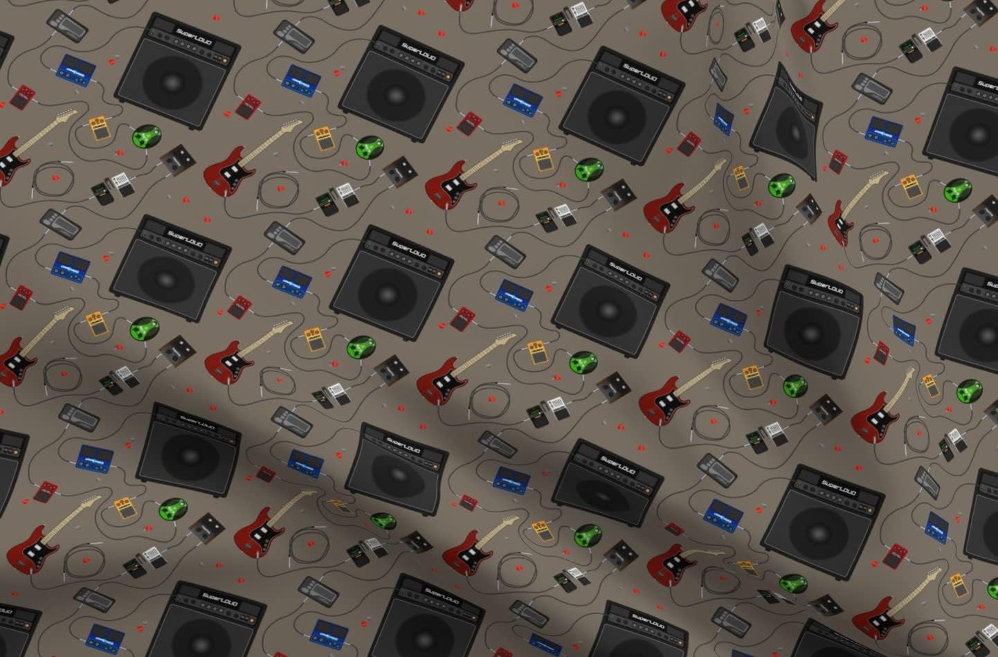 Spoonflower Fabric - Band Guitar Rock Music Printed on Organic Cotton Sateen Fabric by The Yard - Sewing Quilting Apparel Home Decor