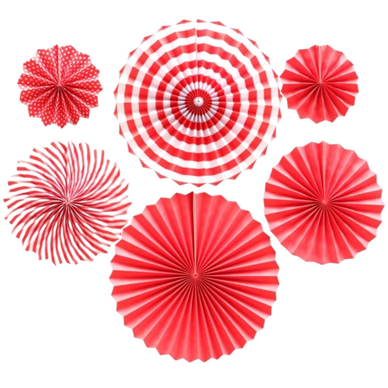 Pom Poms 6pcs Paper Fan Round Lantern Hanging