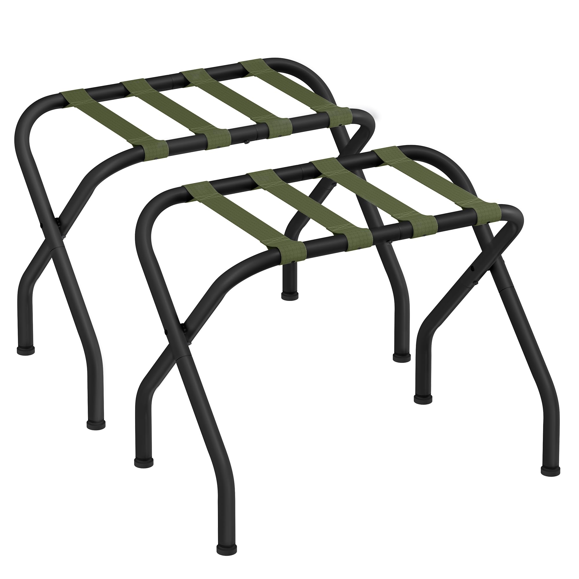 SONGMICS Luggage Rack for Guest Room, Set of 2 Suitcase Stands, Foldable Steel Frame, for Hotel, Bedroom, Holds up to 110 lb, 27.2 x 15 x 20.5 Inches, Forest Green and Black URLR001C02