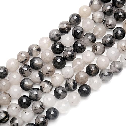 Miniatura 2 de 70 piezas de piedras preciosas curativas naturales de 8mm, piedra energética de cuarzo rutilado negro, cuentas sueltas redondas, cuentas de cristal