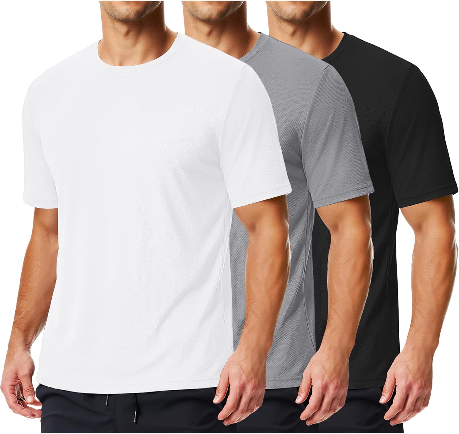 COOFANDY 3 Pack Men's Athletic T-Shirts Short Sleeve - Quick Dry Moisture Wicking Workout Shirts for Running, Gym, Casual