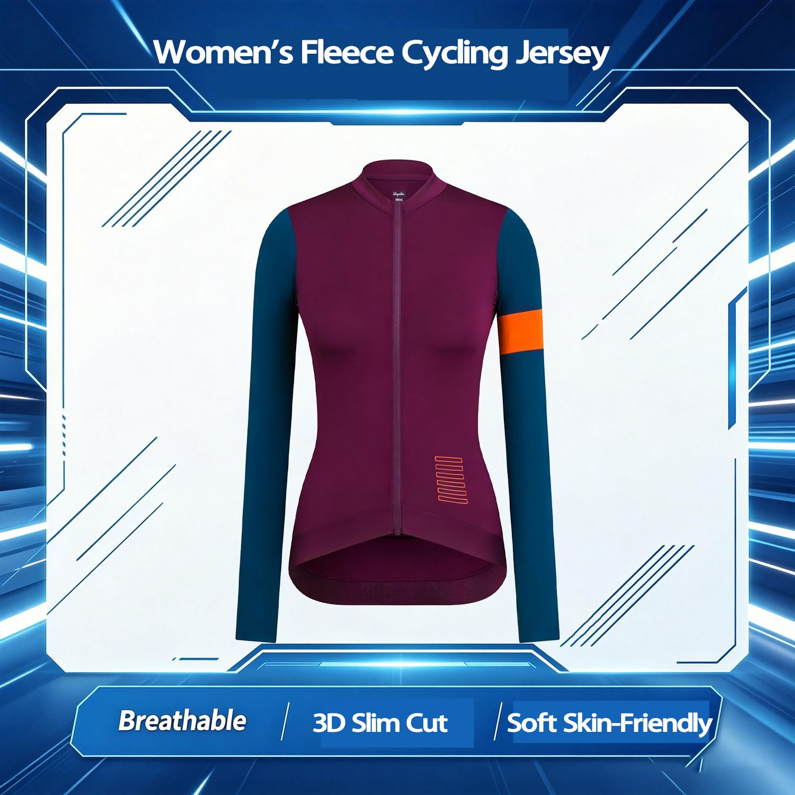 Camiseta de ciclismo de manga larga térmica de lana de las mujeres para otoño invierno, top de bicicleta de lana gruesa cálida para ciclismo de montaña de carretera, Purple-XXL