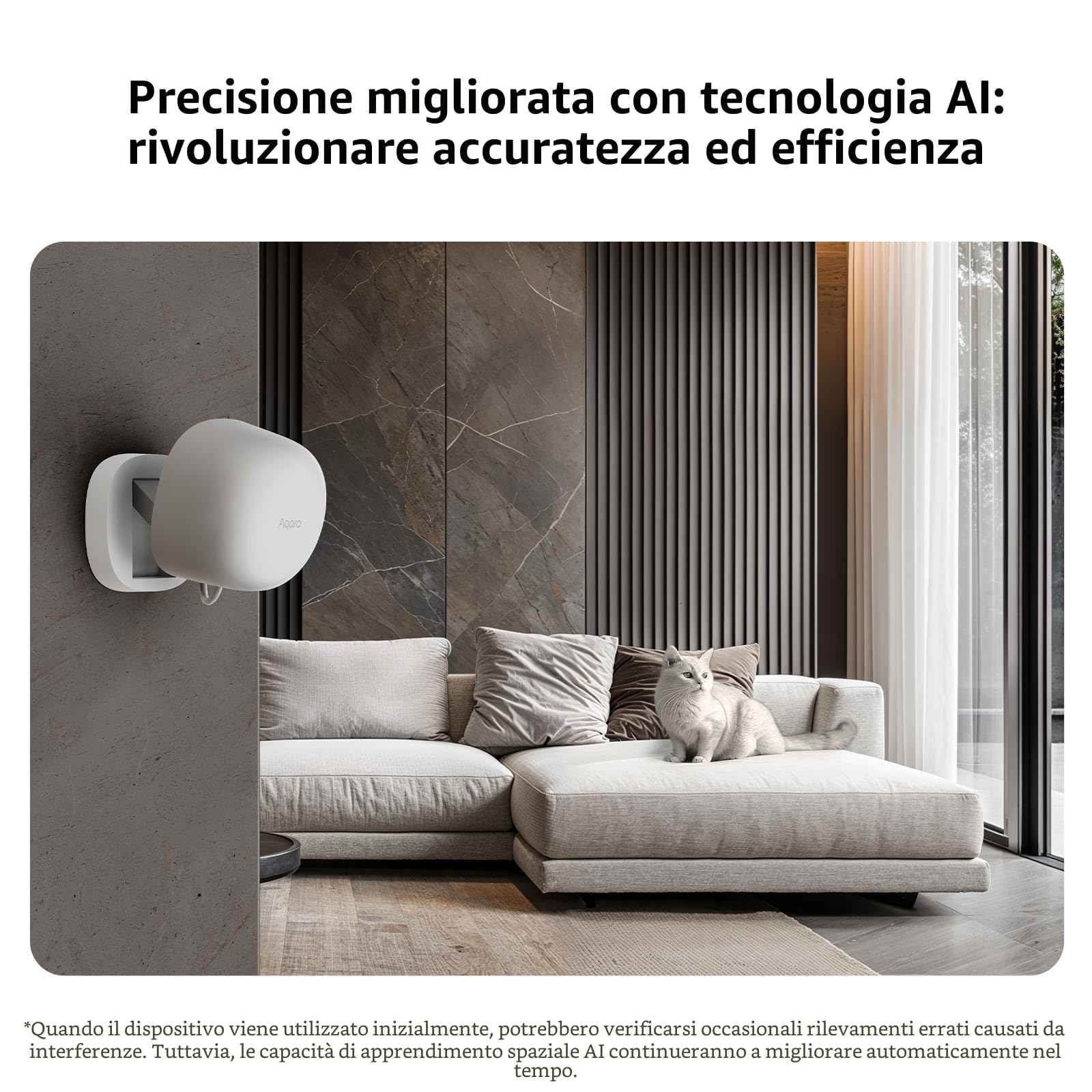 Aqara Sensore Presenza FP1E Zigbee 3.0, Radar mmWave, RICHIEDE Aqara HUB | Sensore Di Movimento Cablato, Ai Learning, 120° 6M, Supporta Homekit, Alexa, Google Home,Smartthings,Matter Over Bridge