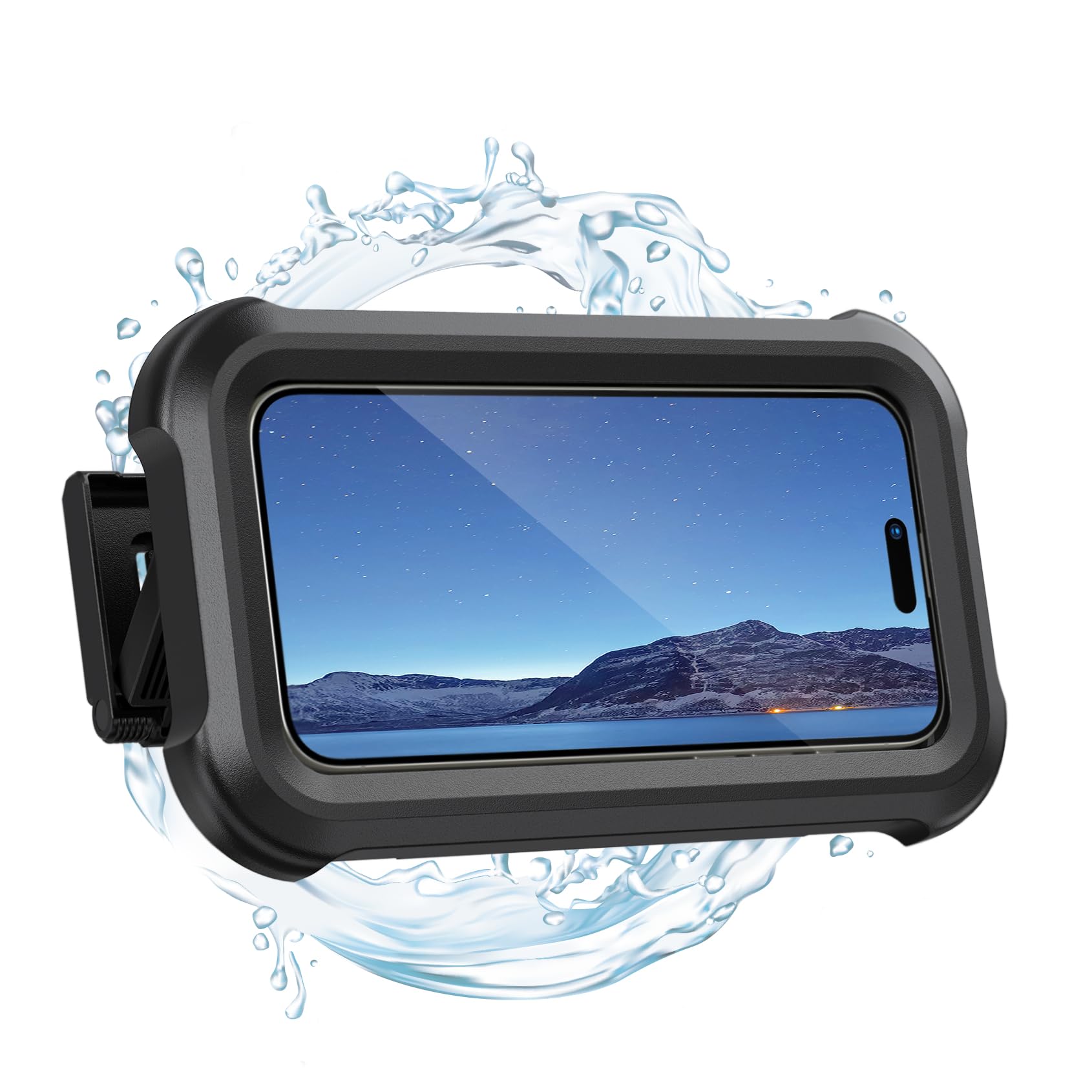 Lamicall Shower Phone Holder Waterproof - 480° Rotation Wall Mount Phone Case, Anti-Fog, High Sensitive HD Touchscreen Phone Mount for Bathroom, Bathtub, Kitchen, Fit 4-7" Phones - Black