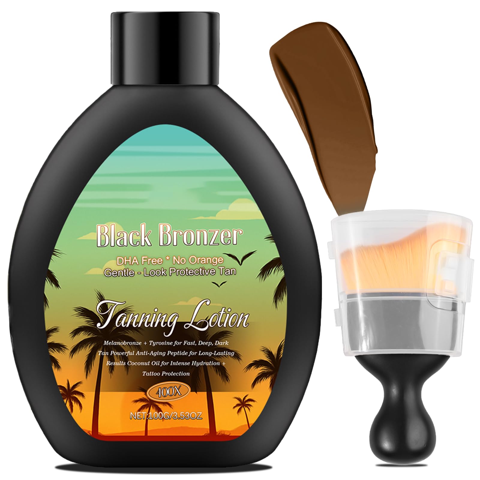 100ml Self Tanning Lotion, Instant Fake Tan Moisturiser with Tanning Brush