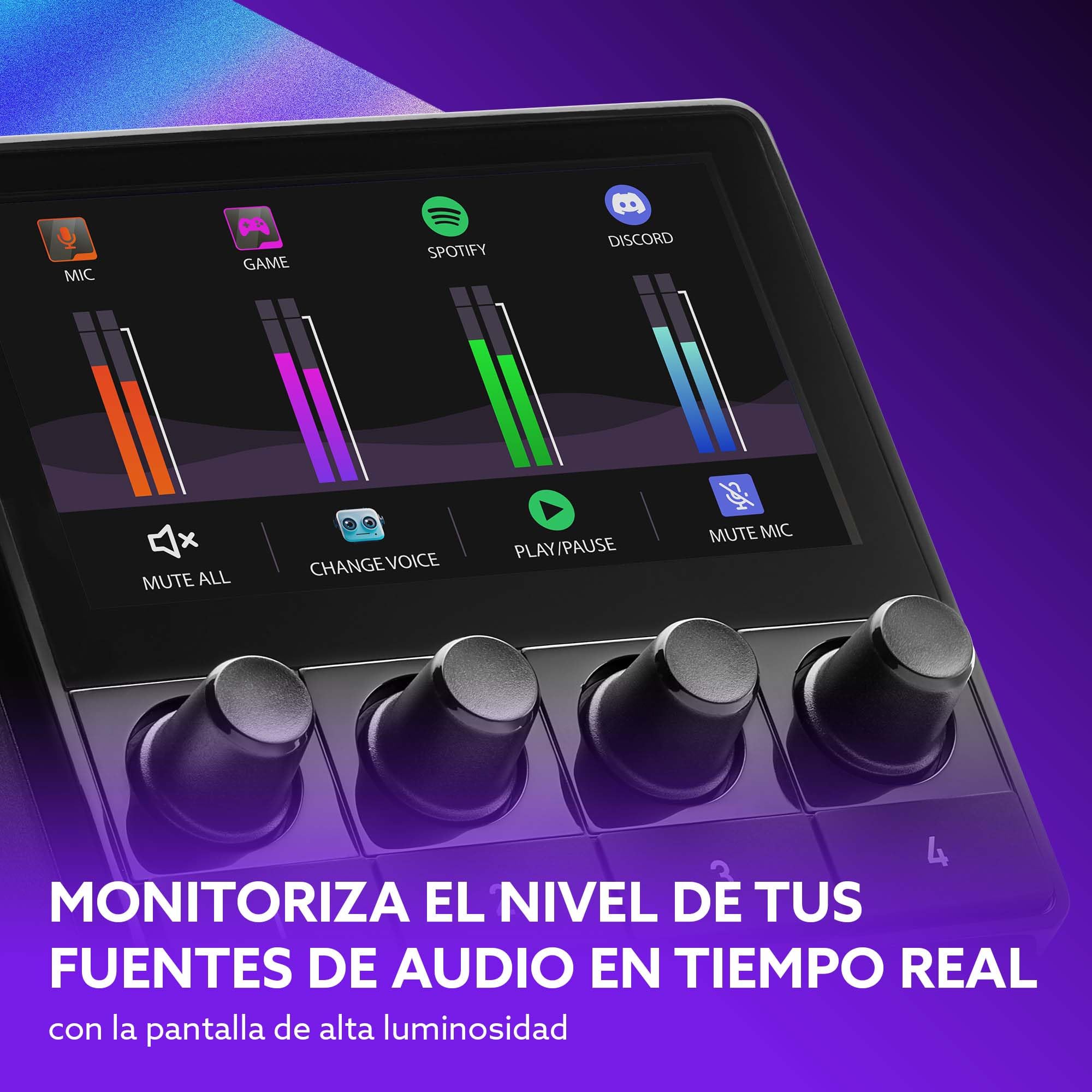 Hercules Stream Starter Kit - Pack de Audio para Streaming (Incluye Controladora Stream 100 con Pantalla LCD, Micrófono USB HUD-600 y 3 Meses de Voicemod Pro) PC Windows