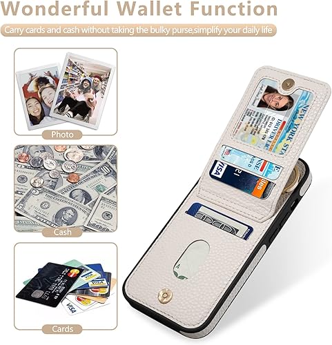 Miniatura 10 de Keallce Funda para iPhone 15 Pro Max de 6.7 pulgadas, funda tipo cartera cruzada desmontable con soporte para tarjetas de bloqueo RFID, anillo de