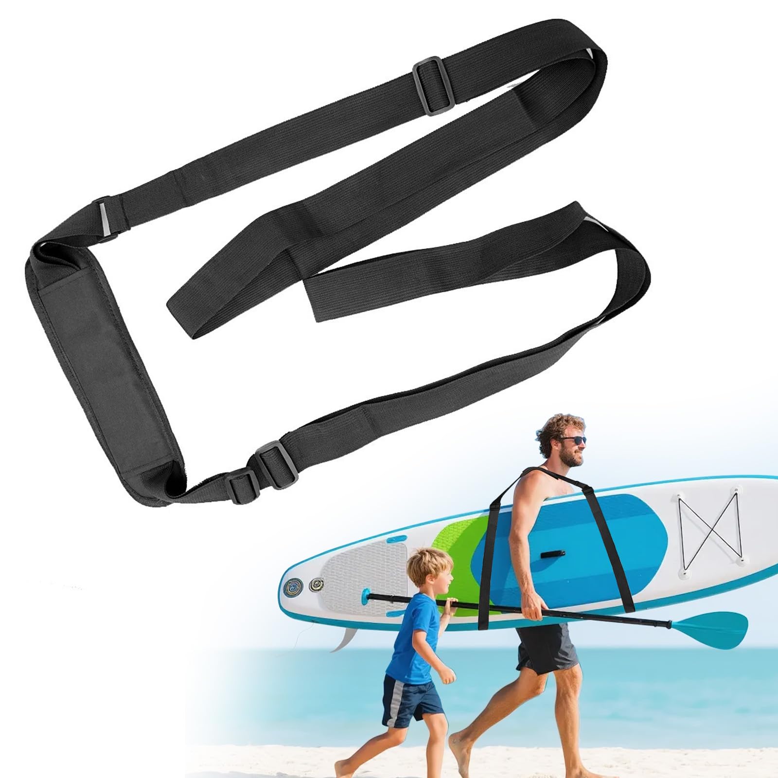 Sangle De Transport Rembourrée Pour Planche De Surf – Réglable, Légère, Nylon Résistant, Confortable Pour Paddle, Kayak, Longboard – Noir