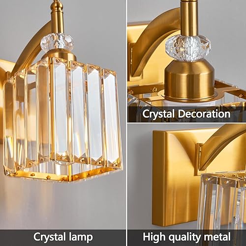 Miniatura 5 de Luces de tocador de cristal 6 luces doradas modernas para tocador de baño sobre espejo