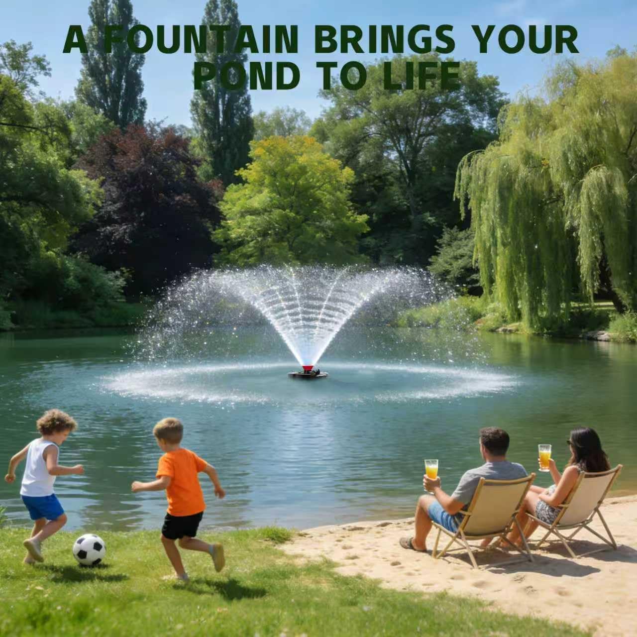 Pond Fountain Aerator - 1 HP Fully Automatic Pond Aerator - 750W, 110V, 15,000 Gallons/Minute, Multi-Function Timer - 100-Foot Power Cord - Suitable for Outdoor Large Ponds, Lakes, and Water Features