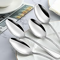 Vista 4 de BEWOS Juego de 24 Cucharas de Cubiertos - Cucharas de Cena de 7.5 Pulgadas, Cucharas Soperas de Acero Inoxidable Grado Alimenticio, Cuchara de Metal