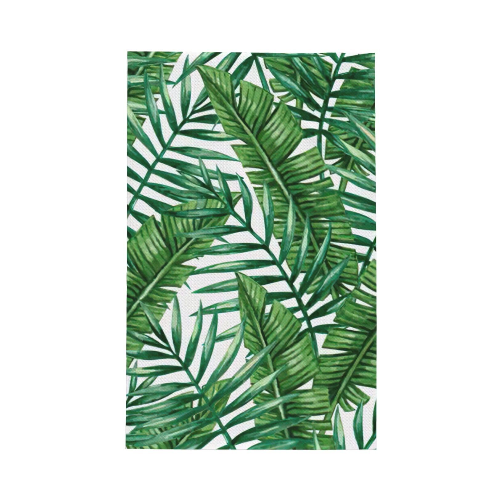 XXahnbm Banana Leaf Green Print Waffle Kitchen Towel,Absorbent Hand Towel