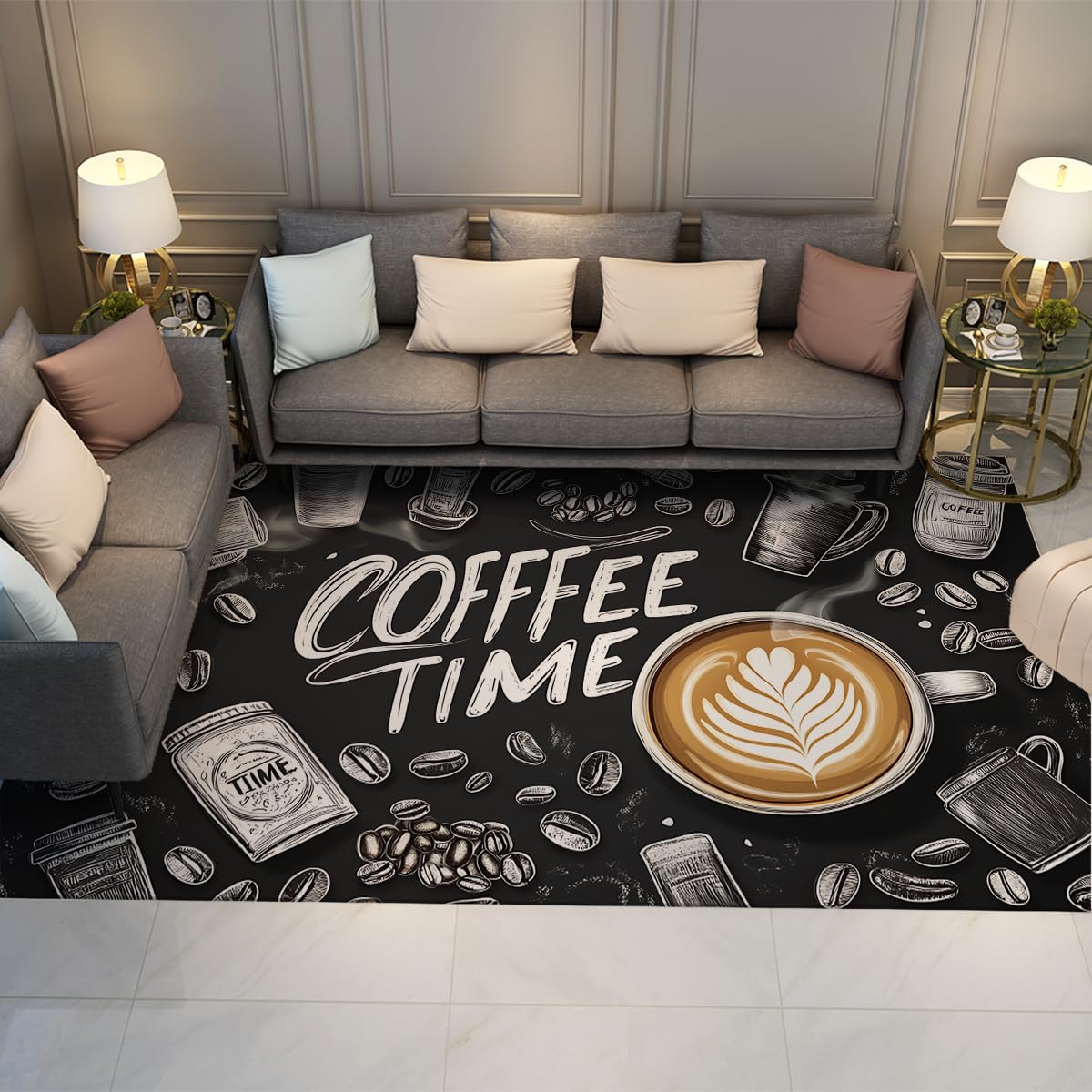 Tapis de cuisine antidérapant résistant aux taches de café